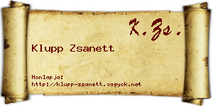 Klupp Zsanett névjegykártya
